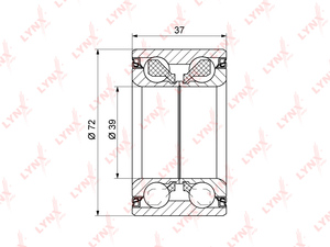 Подшипник ступицы передний (без ABS, 37x39x72) LYNXauto WB-1175. Для: FORD ФОРД Focus(Фокус) I 1.4-2.0 98-04 / Fiesta(Фиеста) V 1.25-1.6D 01-08 / FUSION(Фьюжен) 1.25-1.6D 02>, MAZDA(Мазда) 2(DY) 1.25-1.6 03>, фото 1