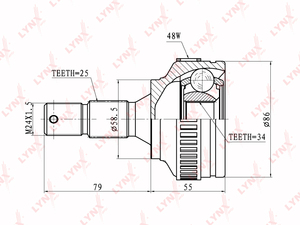 ШРУС наружный LYNXauto CO-2239A. Для: PEUGEOT 308 1.4-2.0D 07> / 207 1.6-1.6D 06> / 3008 1.6 09> / CITROEN Xsara Picasso 1.6-1.6D 04> / Berlingo 1.6D 05>,, фото 1