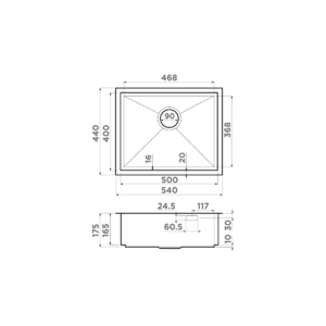 Кухонная мойка Omoikiri Kasen 54-16 INT GM нерж.сталь/вороненая сталь, фото 2