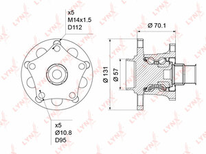 Ступица задняя в сборе с ABS LYNXauto WH-1222. Для: AUDI A6 1.8-3.7 97-05, SKODA Superb(3U) 1.8-2.8 02-08, VW Passat 1.6-2.8 96-05, фото 1