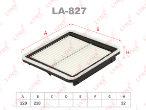 Фильтр воздушный LYNXauto LA-827. Для: SUBARU СУБАРУ Impreza(Импреза) 1.5-2.5 08> / Forester(Форестер) 2.0-2.5 08> / Legacy(Легаси) 2.0-3.0 03-09/2.0-2.5 09> / Tribeca(Трибека) 3.0-3.6 05>, фото 1