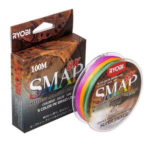 Шнур SMAP PE8X-100M 6.0# Multi Colour 0,405мм Ryobi, фото 2