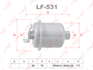 Фильтр топливный LYNXauto LF-531. Для: HONDA Хонда Accord(Аккорд) 1.9-2.2 96-98/Civic(Цивик) 1.4-1.8 95-01/CR-V(Сиэрви) 2.0 95-06/HR-V 1.6 99> / Integra 1.8 97-01/2.0 02>, фото 1