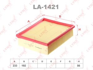 Фильтр воздушный LYNXauto LA-1421. Для: HYUNDAI Sonata V(NF) 2.0-3.2 05>, фото 1
