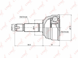 ШРУС наружный LYNXauto CO-3682. Для: DAIHATSU Atrai 1.3 00> / Boon 1.3 04> / MYVI 1.3 04> / Sirion 1.0-1.3 00> / Yrv 1.3 01>, TOYOTA Aygo 1.0 05> / Passo 1.3 04>, фото 1