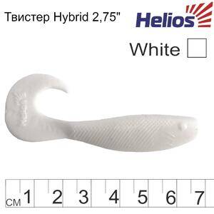 Твистер Hybrid 2,75"/7,0 см White 7шт. (HS-13-001) Helios (0), фото 3