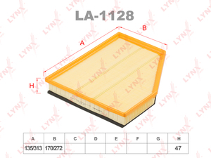 Фильтр воздушный LYNXauto LA-1128. Для BMW БМВ 5(E60) 2.0D-3.0D 05-10/6(E63) 3.0D 07-10, фото 1