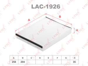Фильтр салонный LYNXauto LAC-1926. Для: FORD C-Max II 10> / Focus III 10> / Kuga II 14> / Transit/Tourneo Connect 13>, VOLVO V40 13>, фото 1