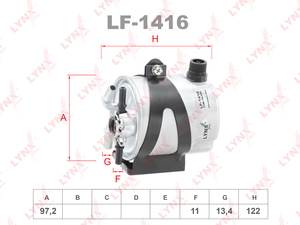 Фильтр топливный LYNXauto LF-1416. Для: RENAULT Рено Scenic II 1.5d-2.0d 06> / Megane(Меган) II 1.5d 05-08 / Scenic II 1.5d 05>, фото 1