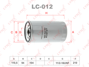 Фильтр масляный LYNXauto LC-012. Для: TOYOTA Toyoace/Dyna 4.0TD-4.7TD 04> / Coaster 5.3TD 96-99, фото 1
