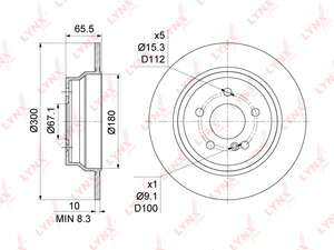 Диск тормозной задний (300x10) LYNXauto BN-1076. Для: MERCEDES-BENZ E200D-350(W211/W212) 02> / CLS220D-250D(C218) 14>, фото 1