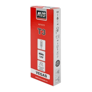 Автомобильная лампа AVS Vegas, T3, 12 В, 1,2 Вт, 2700 К, 10 шт., фото 4