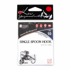 Крючок KOI "SINGLE SPOON HOOK", размер 10 (INT), цвет BN (10 шт.), фото 4