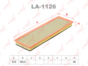 Фильтр воздушный LYNXauto LA-1126. Для BMW 3(E36) 2.5D 91-98 / 5(E34/E39) 2.5D 91-03 / 7(E38) 2.5D 96-01, фото 1