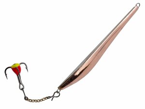 Блесна вертикальная зимняя Lucky John DOUBLE BLADE с цепочкой и тройником 45 мм CS блистер, фото 5