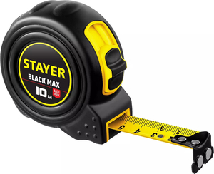 Рулетка с двумя фиксаторами STAYER BlackMax 10м х 25мм 3410-10, фото 1