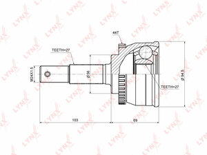 ШРУС наружный LYNXauto CO-5749A. Для: NISSAN Almera Tino(V10) 2.0 00> / Avenir(PW11) 2.0 4WD 00> / Expert(VW11) 2.2D 99-00 / Bassara / Presage(U30) 2.4-3.0 98-00 / R-Nessa(N30) 2.0 97-00 / Serena(C24) 2.0-2.5D 99-00, фото 1