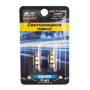 Светодиодная автомобильная лампа AVS C004, T11, 12 В, 2 Вт, 5500-6500 К, 31 мм, цоколь SV8.5/8, фото 5