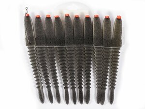 Приманки поролоновые 3D Ex WORM WBlack 12см под офсетный крючок размер 1/0, 2/0, 3/0 10шт набор, фото 2