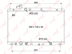 Радиатор охлаждения (технология пайки) AT LYNXauto RB-1045. Для: Honda, Хонда, CR-V III 2.0 06-12., фото 3