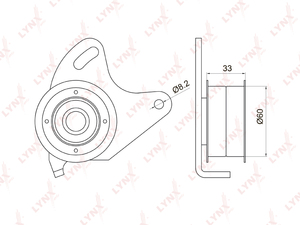 Ролик натяжной / ГРМ LYNXauto PB-1030. Для: HYUNDAI Galloper I-II 2.5D 91-03 / H-1/Starex 2.5D 97-04 / H100 2.5D 93-00 / Porter 2.5D 94-04 / Terracan 2.5D 01-06, MITSUBISHI L200(K10-K7) 2.5D 86-07 / L300 2.3D-2.5D 96> / L400/Space Gear 2.5D 95-05 / Pajero, фото 1