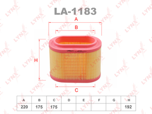 Фильтр воздушный LYNXauto LA-1183. Для HYUNDAI Хендаи H1/Starex 2.5D 97-07, фото 1