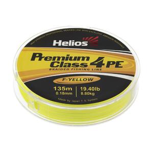 Шнур плетеный PREMIUM CLASS 4 PE BRAID Fluorescent Yellow 0,18mm/135 (HS-4PFY-18/135 Y) Helios, фото 1