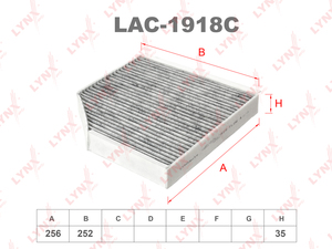 Фильтр салонный угольный LYNXauto LAC-1918C. Для: AUDI A6 2.0D-3.0T 11> / A7 2.8-3.0T 10> / A8 2.0-4.2D 09>, фото 1