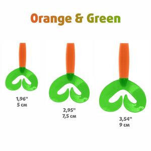 Твистер несъедоб. Credo Double Tail 1,96"/5 см Orange & Green 100шт. (HS-27-025-N) Helios, фото 4