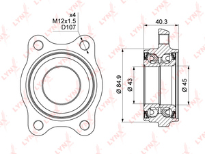 Подшипник ступицы LYNXauto WB-1001. Для: AUDI Ауди A4 1.6-3.2 00-08 / A6 1.8-4.2 97-05 / A8 2.5D-3.7 96-02, VW Фольксваген Passat(Пассат) 4.0 01-04, VW Фольксваген Passat(Пассат) 4.0 01-04(4WD задняя), фото 1