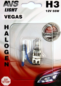 Галогенная автомобильная лампа AVS Vegas, H3, 12 В, 55 Вт, 3200 К, цоколь PK22s, фото 3