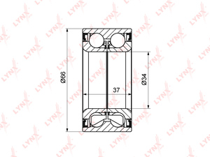 Подшипник ступицы передний (37x34x66) LYNXauto WB-1147. Для: OPEL Astra F 1.4-1.6 91-98 / Corsa A/B 1.0-1.5D >00 / Vectra A 1.6 >95 / Kadett E 1.2-1.6 >93 / Tigra 1.4-1.6 94-00, фото 1