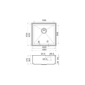 Кухонная мойка Omoikiri Kasen 48-26 INT GM нерж.сталь/вороненная сталь, фото 2