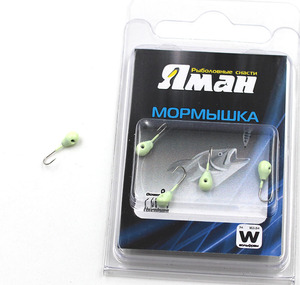 Мормышка вольф"ЯМАН"Капля с отв, р.3, вес 0,30,цв.фосфор  (уп.5 шт.), фото 2