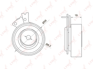 Ролик натяжной / ГРМ LYNXauto PB-1049. Для: Chevrolet, Шевроле, Aveo(Авео) 1.2-1.5 05> / Kalos 1.2-1.4 05>, Daewoo, Дэу, Kalos 1.4 02> / Nexia(Нэксия) 1.5 95-97, Opel, Опель, Astra(Астра) F 1.4-1.6., фото 2
