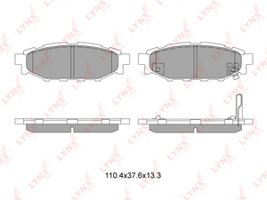 Колодки тормозные задние  LYNXauto BD-7103. Для: Subaru, Субару, Impreza 2.0 07> / Legacy 2.0 03> / Outback 2.5 03>. 

Длина, мм 110,4. 
Высота, мм 37,6. 
Толщина, мм 13,3., фото 2