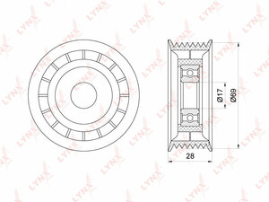 Ролик натяжного механизма/приводной LYNXauto PB-5238. Для AUDI Ауди Q7 3.6 06-10, VW Фольксваген Touareg(Туарег) I-II 3.2-3.6 02>, PORSCHE Поршэ Cayenne(Кайен) II 3.6 10>, фото 1
