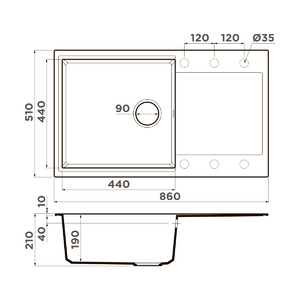 Кухонная мойка Omoikiri Daisen 86-CA Artgranit/карамель, фото 2