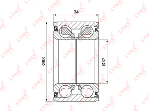 Подшипник полуоси задней (34x37x68) LYNXauto WB-1519. Для: MITSUBISHI Митсубиси Pajero(Паджеро) Pinin 1.8 99-07, фото 1