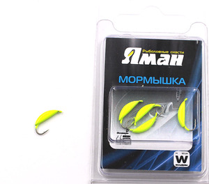 Мормышка вольф"ЯМАН"Супер банан с ушк, р.3,вес 0,90 цв.лимон(уп.5 шт.), фото 2
