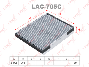 Фильтр салонный угольный LYNXauto LAC-705C. Для: HYUNDAI Accent(MC) 05> / Elantra(HD) 06> / Solaris I 10>, фото 1