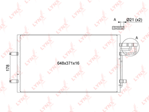 Радиатор кондиционера LYNXauto RC-0037. Для: FORD ФОРД Focus(Фокус) II 1.4-2.0 04-12 / C-max(Цмакс) 1.6-2.0 04>, фото 1
