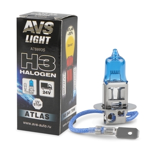 Галогенная автомобильная лампа AVS ATLAS, H3, 24 В, 70 Вт, 5000 К, цоколь PK22s, фото 2