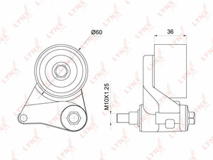 Ролик натяжной/ГРМ LYNXauto PB-1260. Для HYUNDAI Хендаи Santa Fe(Санта Фе) II 2.7 06-12, KIA Киа Carnival III 2.7 06>/Magentis(MG) 2.7 05>, фото 1