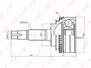 ШРУС наружный LYNXauto CO-7511A. Для: TOYOTA Тойота Avensis(Авенсис)(T22) 2.0 97-00/Camry(Камри) 2.0-2.2 >91/2.2 96-01, фото 1