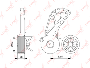 Натяжитель / приводной LYNXauto PT-3202. Для: AUDI Q7(4L) 3.6 06>, PORSCHE Cayenne II 3.6 10>, VW Touareg(7L/7P) 3.2-3.6 02> / Phaeton 3.6 08-16, фото 1