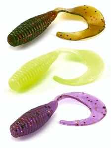 Твистеры съедоб. искусст. LJ Pro Series MICRO GRUB 1,0in (02,50)/MIX1 90шт., фото 3