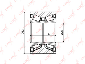 Подшипник ступицы задний (37x25x52) LYNXauto WB-1173. Для: Renaul, Рено, Logan(Логан) I 1.2-1.6 04> / Sandero(Сандеро) I 1.2-1.6 08> / Clio(Клио) II-III 1.0-2.0 98> / Megane(Меган) I 1.4-2.0 96-03., фото 2