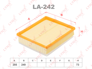 Фильтр воздушный LYNXauto LA-242. Для: OPEL Movano A 2.2D-2.5D 00>, RENAULT Master II 2.5D-3.0D 01>, фото 1