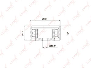 Ролик направляющий / ГРМ LYNXauto PB-3010. Для: HYUNDAI Хендаи Elantra(Элантра)(XD) 1.8-2.0 00> / i30 2.0 07-12 / Lantra II 1.6-2.0 95> / Matrix(Матрикс) 1.8 01> / Trajet 2.0 04-08 / Tucson(Туксон)(JM) 2.0 04-10, KIA КИА Carens 2.0 04> / Ceed(Сид) 2.0 06>, фото 1